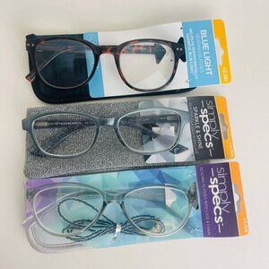 RG0325  Lot of 3 Simply Specs Blue Light Readers Women Reading Glasses +2.00